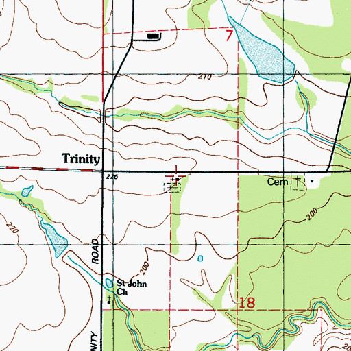 Topographic Map of Trinity Methodist Church, MS