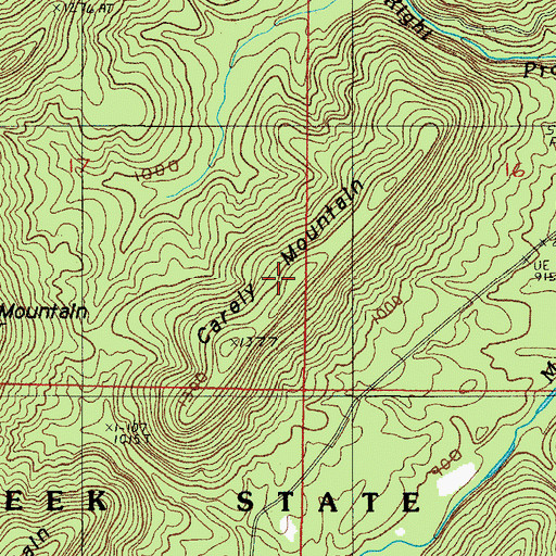 Topographic Map of Carely Mountain, AR