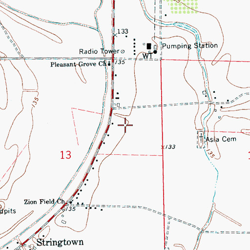 Topographic Map of Asia Plantation (historical), MS
