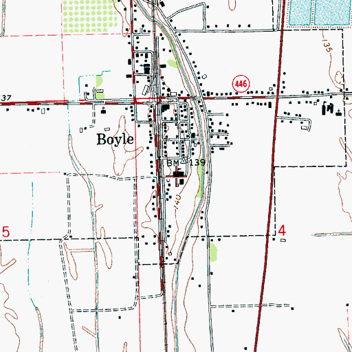 Topographic Map of Bell Elementary School, MS