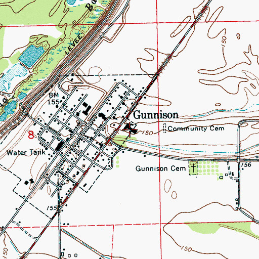 Topographic Map of Bob Woods Elementary School, MS