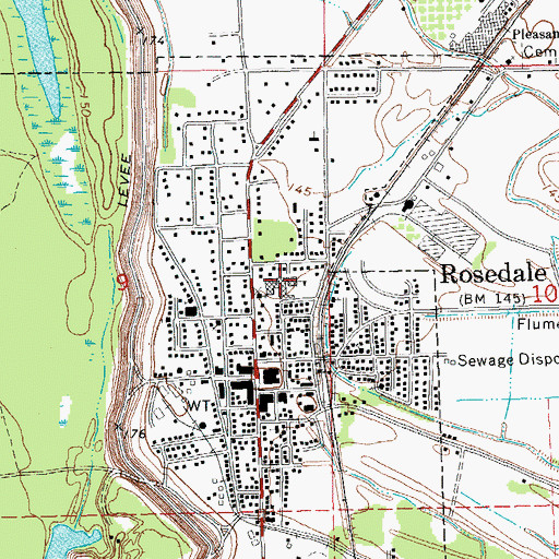 Topographic Map of Bolivar County High School, MS