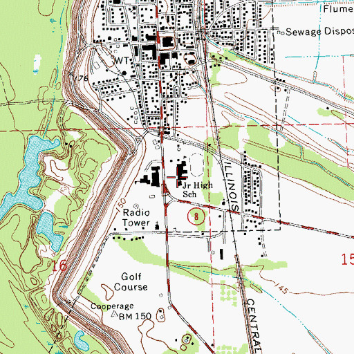 Topographic Map of Bolivar County Junior High School, MS