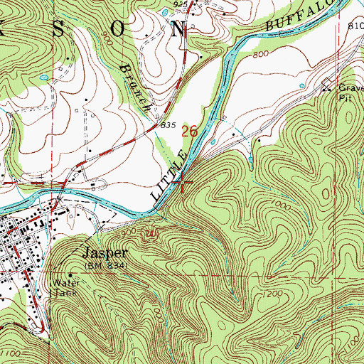 Topographic Map of Carlton Branch, AR
