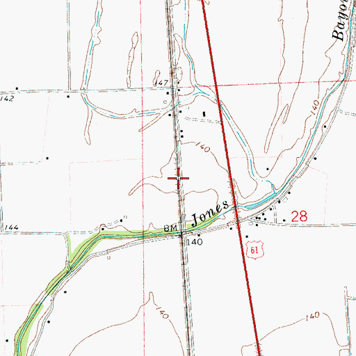 Topographic Map of Matthews Crossing (historical), MS