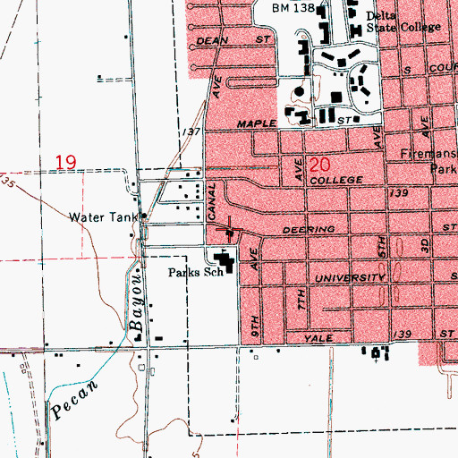 Topographic Map of Saint Luke United Methodist Church, MS