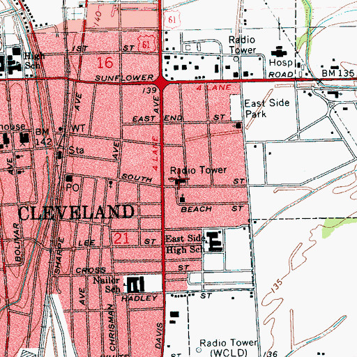 Topographic Map of Saint Paul Missionary Baptist Church, MS