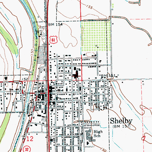 Topographic Map of Shelby Elementary School, MS
