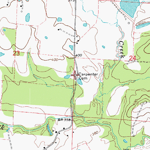 Topographic Map of Carpenter Cemetery, AR