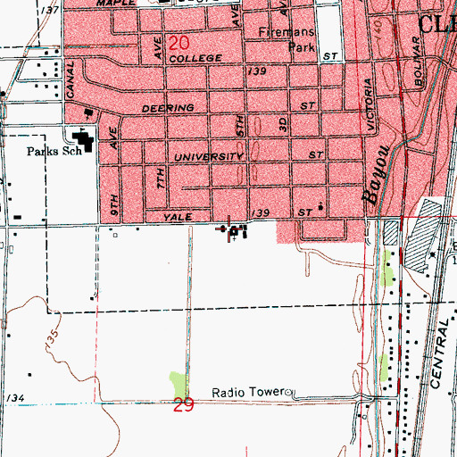 Topographic Map of Yale Street Baptist Church, MS