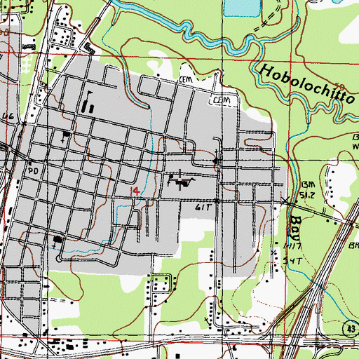 Topographic Map of East Side Elementary School, MS