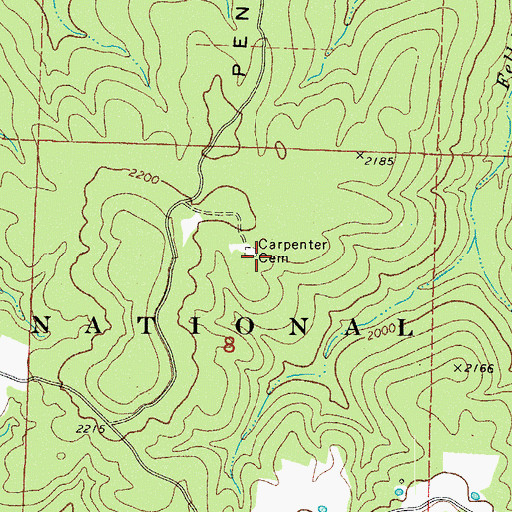Topographic Map of Carpenter Cemetery, AR