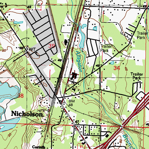 Topographic Map of Nicholson Elementary School, MS