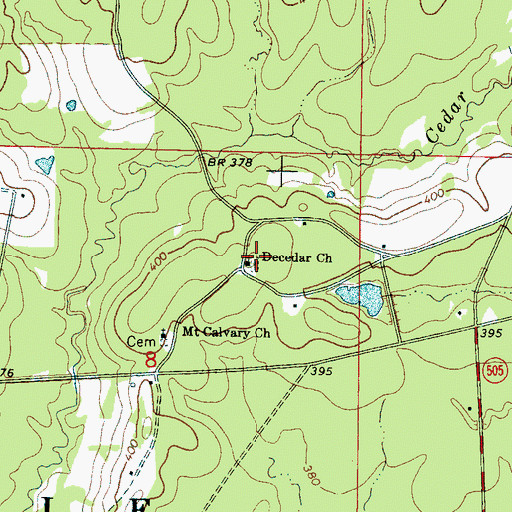 Topographic Map of Decedar Baptist Church Cemetery, MS