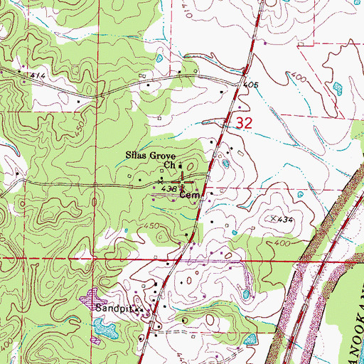 Topographic Map of West Union Cemetery, MS