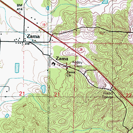 Topographic Map of Zama Baptist Church, MS