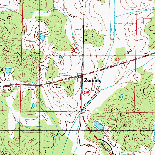 Topographic Map of Zemuly Church, MS