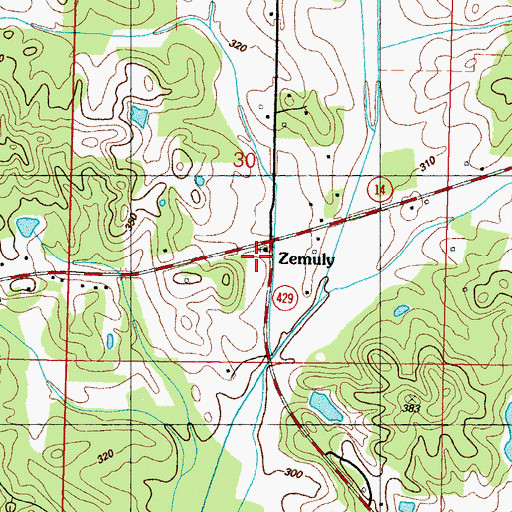 Topographic Map of Zemuly School (historical), MS