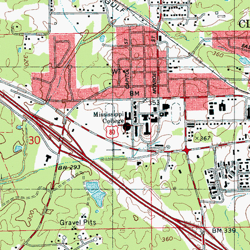 Topographic Map of A E Wood Coliseum, MS
