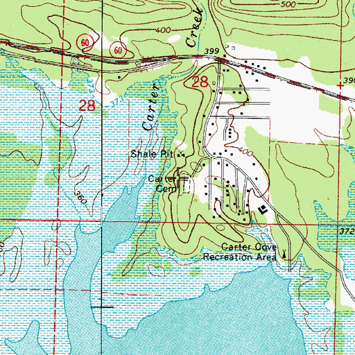 Topographic Map of Carter Cemetery, AR