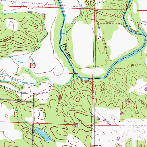 Topographic Map of Carter Creek, AR