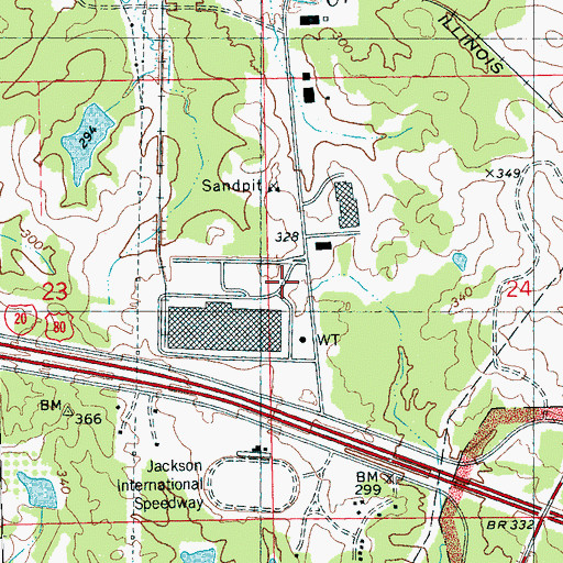 Topographic Map of Clinton Industrial Park, MS