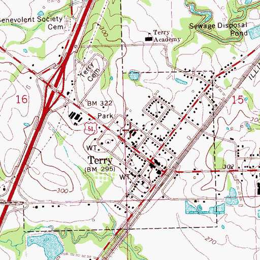 Topographic Map of First Baptist Church, MS