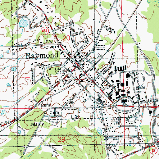 Topographic Map of First Baptist Church, MS