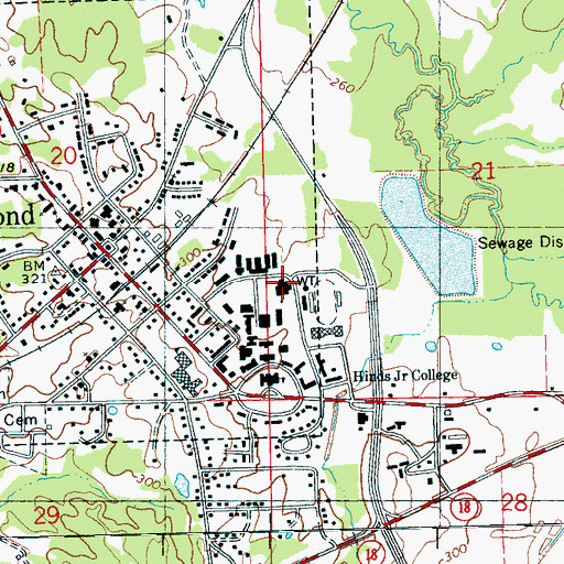 Topographic Map of Hinds County Agricultural High School, MS