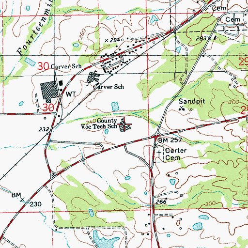 Topographic Map of Hinds County Vocational Technical School, MS
