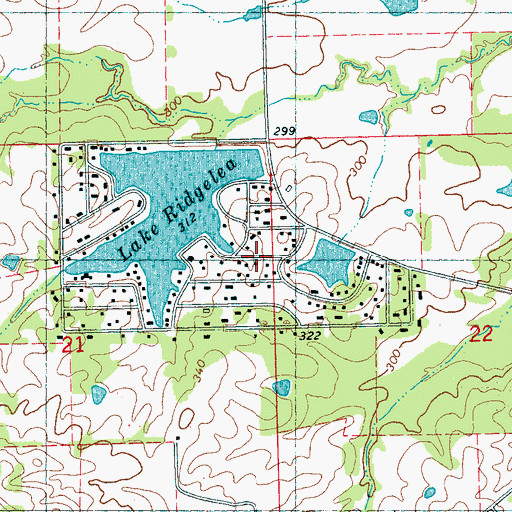 Topographic Map of Lake Ridgelea Subdivision, MS