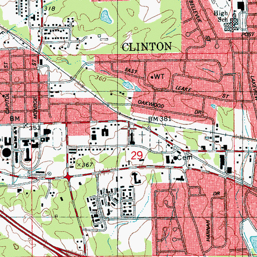 Topographic Map of Mount Salus Christian Day School, MS
