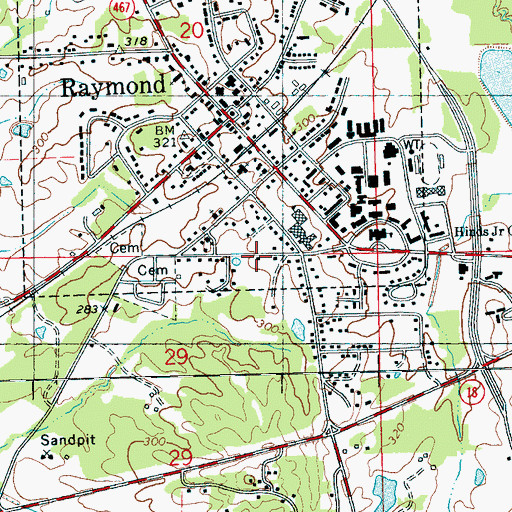 Topographic Map of Old Mount Zion Church, MS