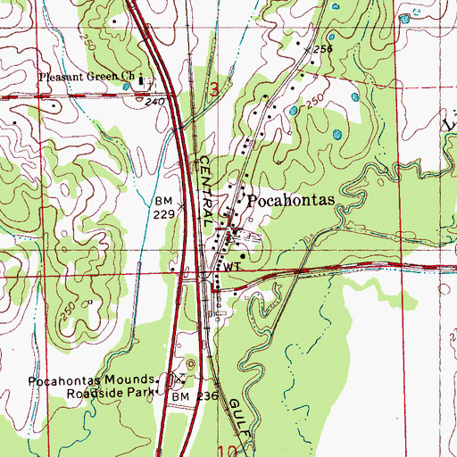 Topographic Map of Pocahontas Methodist Church, MS