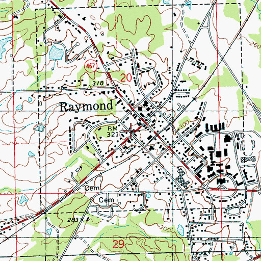 Topographic Map of Raymond Presbyterian Church, MS