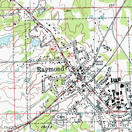 Topographic Map of Raymond United Methodist Church, MS