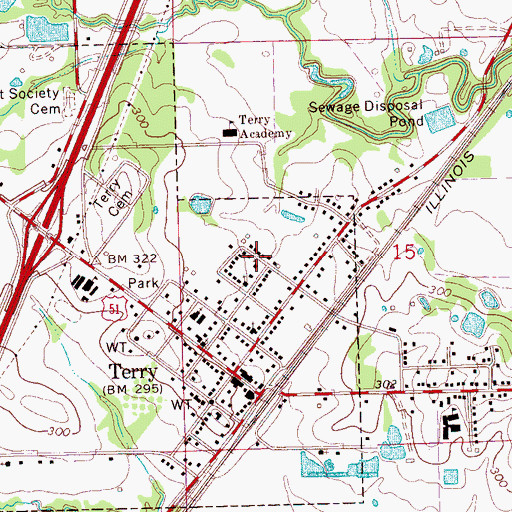 Topographic Map of Terry Grove Baptist Church, MS