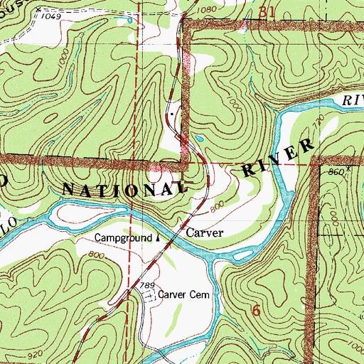 Topographic Map of Carver, AR