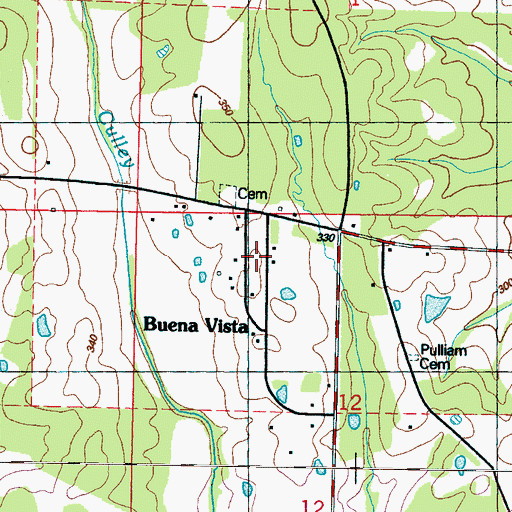 Topographic Map of Buena Vista High School (historical), MS