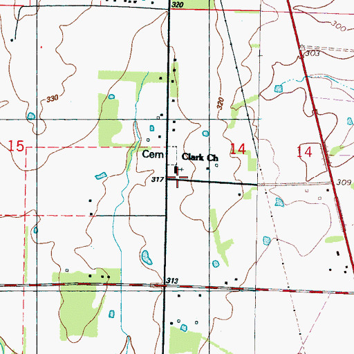 Topographic Map of Clark School (historical), MS
