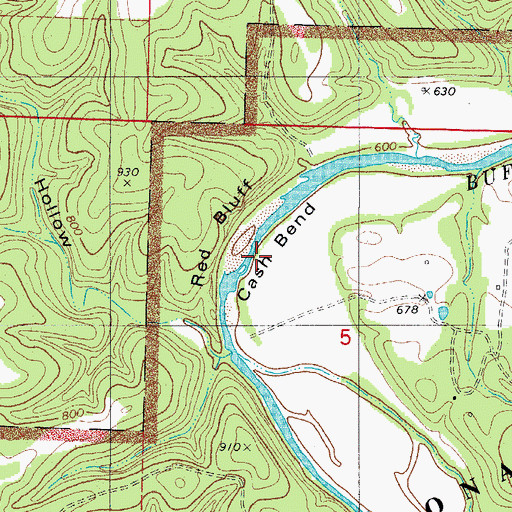 Topographic Map of Cash Bend, AR