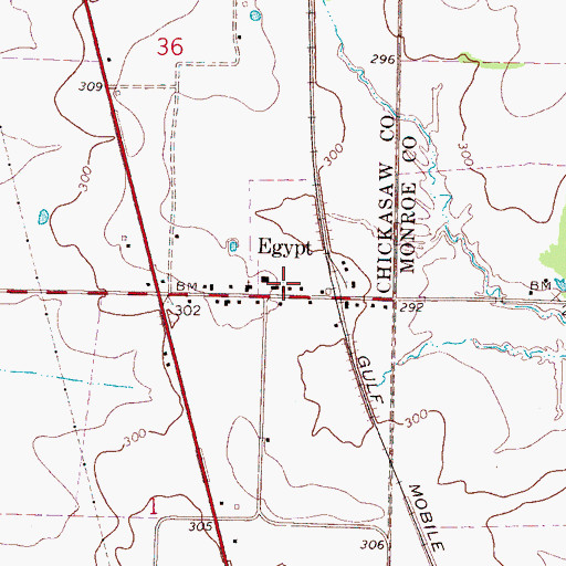 Topographic Map of Egypt United Methodist Church, MS