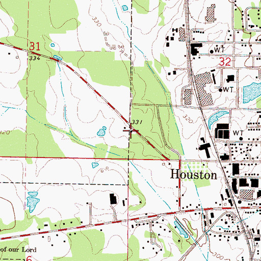 Topographic Map of First United Pentecostal Church, MS