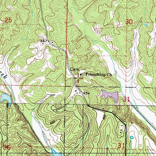 Topographic Map of Friendship School (historical), MS