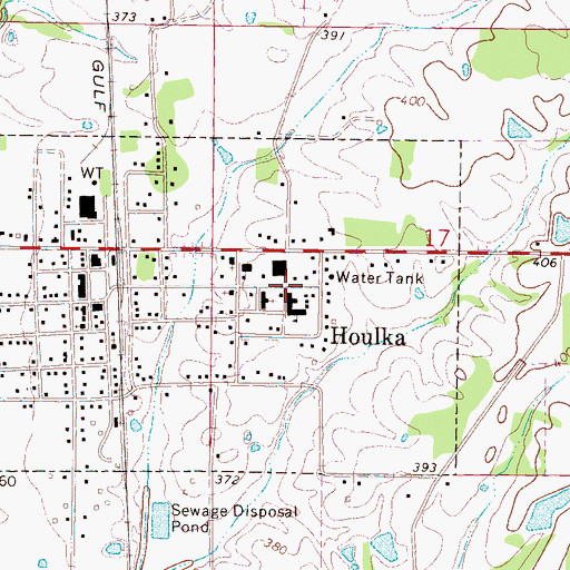Topographic Map of Houlka Elementary School, MS
