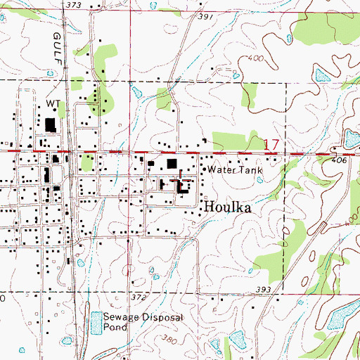 Topographic Map of Houlka High School, MS