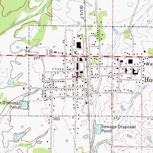 Topographic Map of Houlka Second Baptist Church, MS