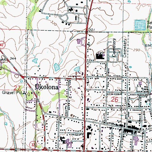 Topographic Map of Kingdom Hall of Jehovahs Witnesses, MS