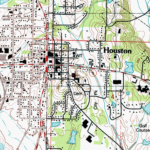 Topographic Map of Mississippi Normal College (historical), MS