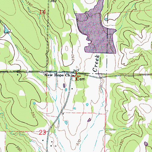 Topographic Map of New Hope School (historical), MS